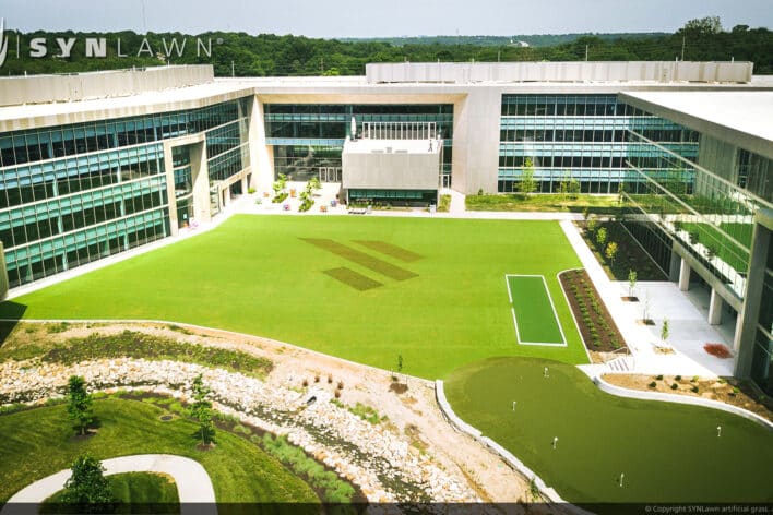 SYNLawn Des Moines IA artificial grass for commercial office buildings campus courtyards