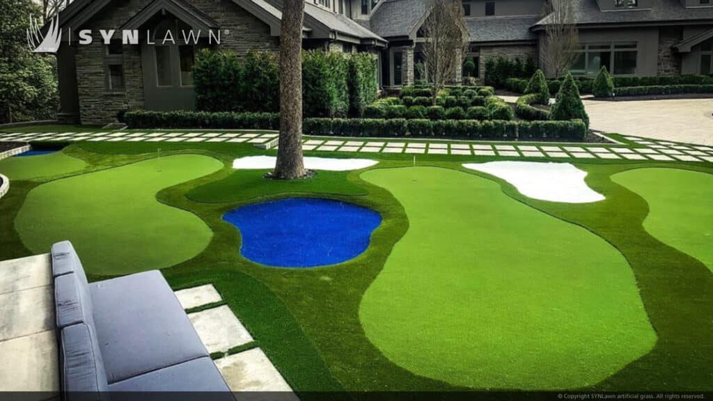 SYNLawn Des Moines IA residential frontyard golf putting greens