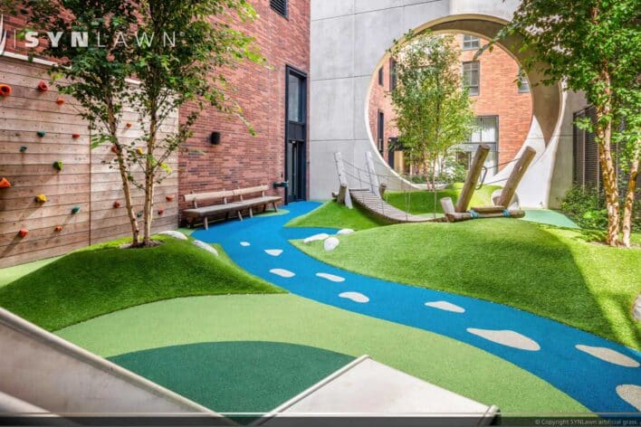 SYNLawn Des Moines IA roof rooftop artificial turf play maze