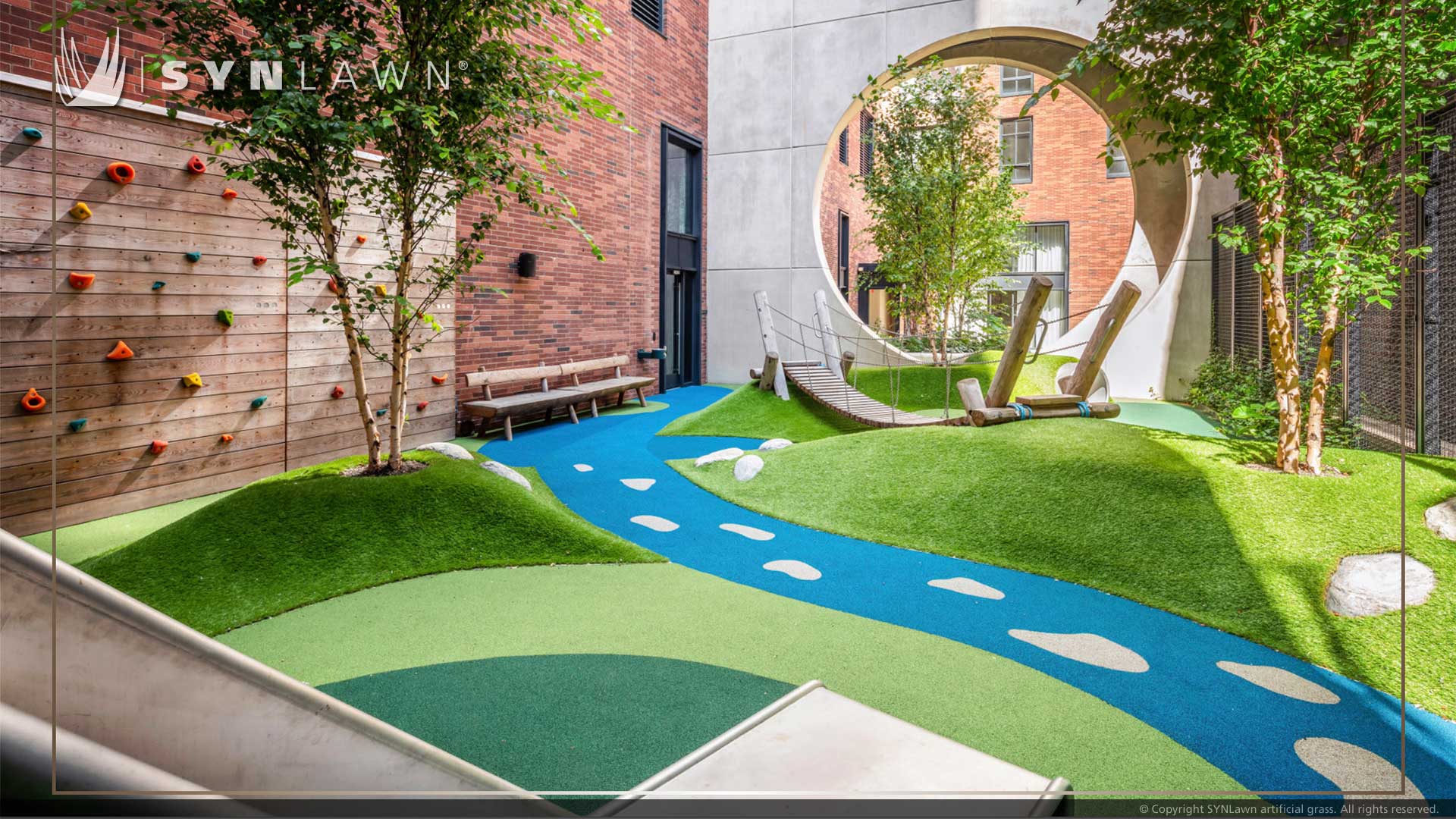SYNLawn Des Moines IA roof rooftop artificial turf play maze