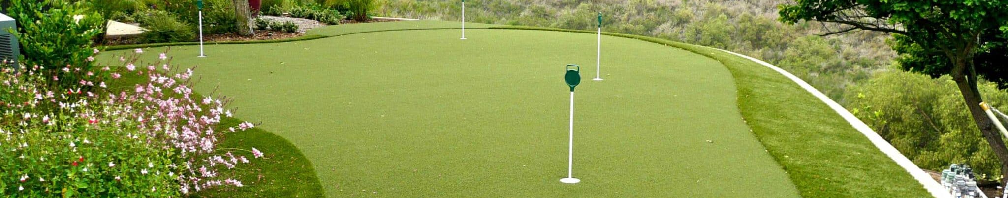 Backyard golf green installed by SYNLawn